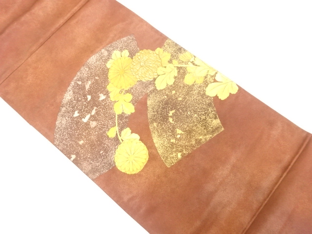 アンティーク　金彩　地紙に菊模様袋帯（材料）